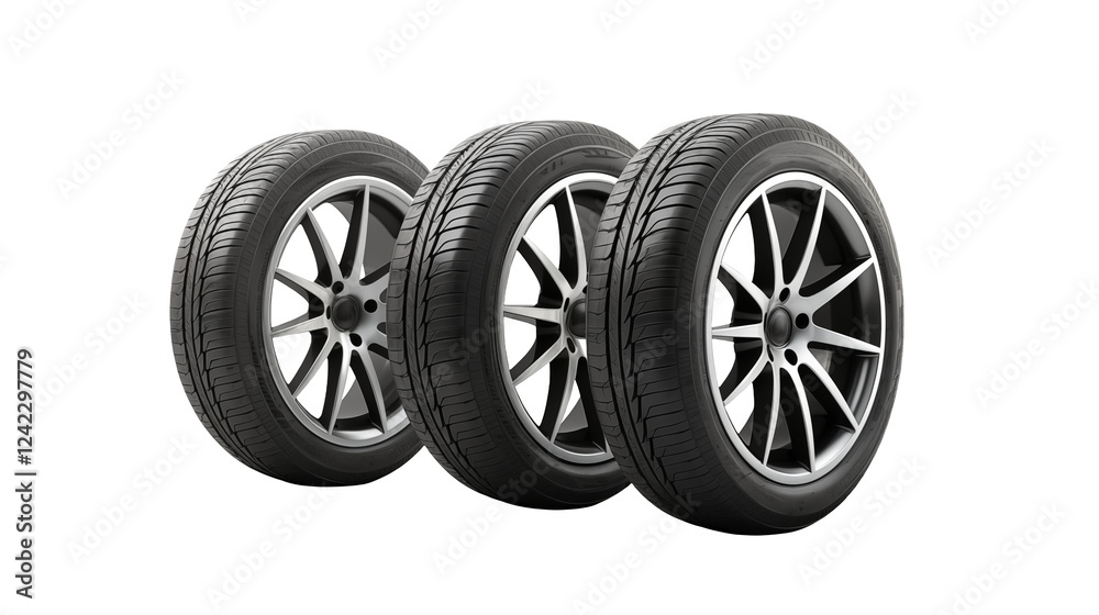Sleek Black Alloy Wheels Perfect for Automotive Design Transportation and Vehicle Advertising