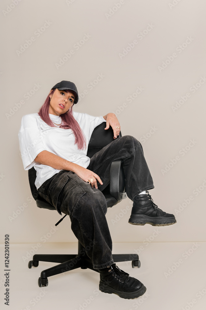 Relaxed Pose On Office Chair Relaxed Pose On Office Chair