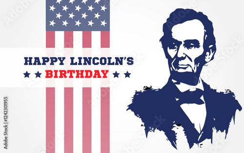 Abraham Lincoln birthday card, vector happy lincolns birthday, lincolns birthday stock image