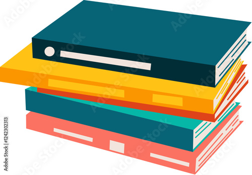 Colorful Stack of Books in a Clean Minimalist Illustration