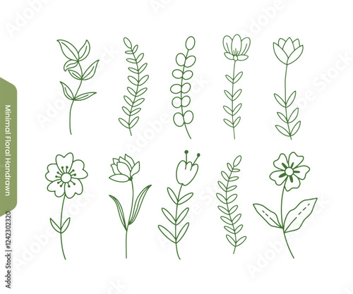 Minimalist Floral Handrawn Vector Set