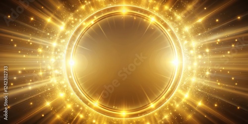 Abstract golden light circle effect with soft glowing rays radiating outwards ,  circle, abstract, gold, light