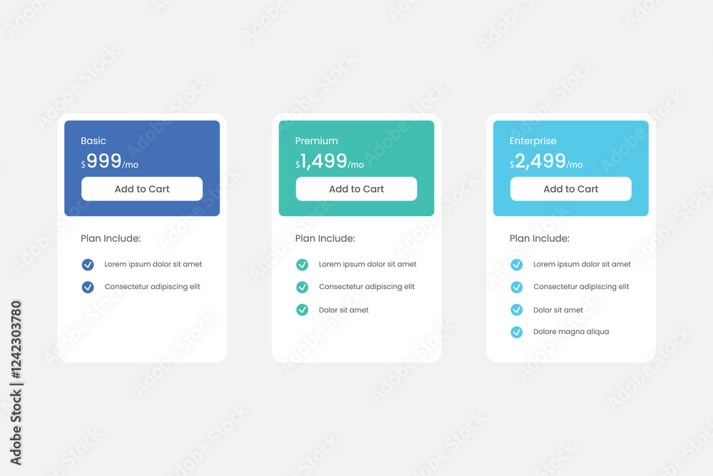 Set of three price list variations for subscription products Set of three price list variations for subscription products