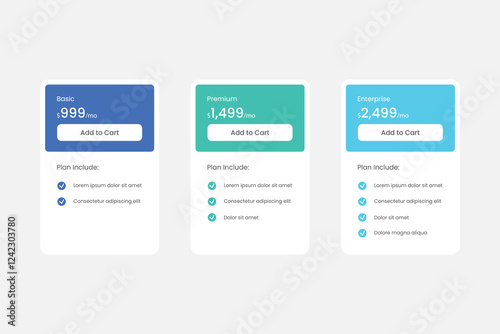 Set of three price list variations for subscription products