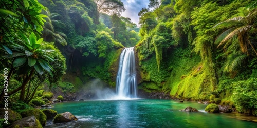 Wallpaper Mural Tropical waterfall surrounded by lush greenery in Costa Rica, waterfall, Costa Rica, tropical, nature, water, jungle Torontodigital.ca