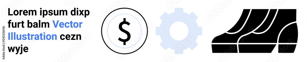 Dollar symbol, industrial gear, and conveyor belt symbolize finances, automation, and workflow optimization. Ideal for finance, manufacturing, innovation, productivity technology machinery flat Dollar symbol, industrial gear, and conveyor belt symbolize finances, automation, and workflow optimization. Ideal for finance, manufacturing, innovation, productivity technology machinery flat