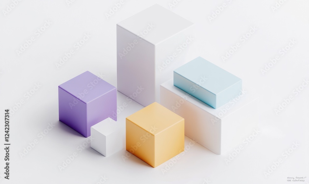 Abstract pastel cubes on white background. Abstract pastel cubes on white background.