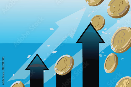 Create a vibrant vector illustration contrasting inflation (prices soaring) and deflation (prices plummeting), showcasing economic instability via symbolic imagery.