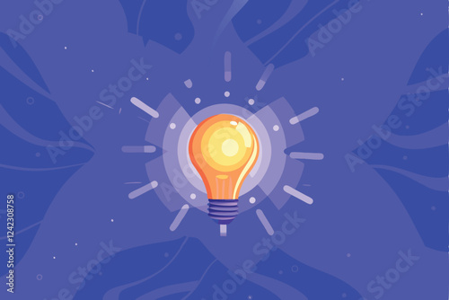 Create a vector graphic of a glowing, bright light bulb, symbolizing creative energy and innovative ideas, for a project d "CRE (1)".