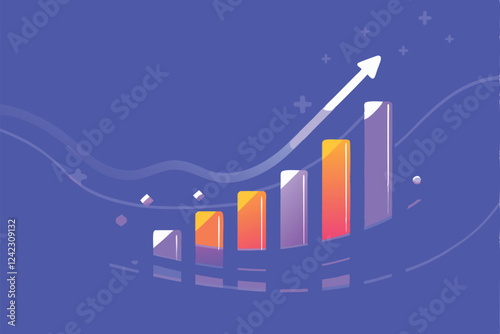 Generate a vibrant background image featuring dynamically rising bar charts, showcasing upward growth and positive trends.  Use a bold color palette.