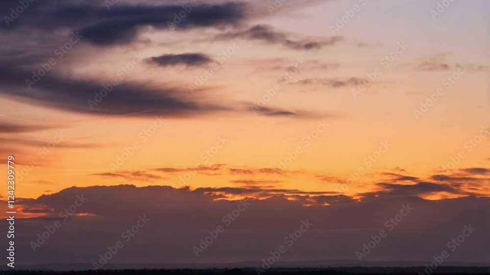 Time Lapse cloud in the sky with a sunset scene