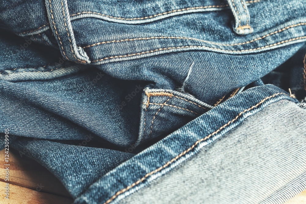 Fototapeta premium Blue jeans background or texture