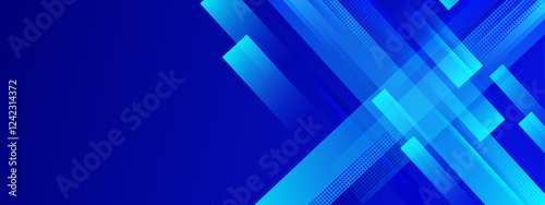 Blue gradient geometric background with overlapping shapes ideal for presentations, business brochures, or digital advertising