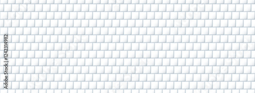 Seamless white tile pattern. Square ceramic tiled texture for bathroom wall, kitchen floor, pool surface. Repeating mosaic grid background. Repeated light grey brick wallpaper. Vector backdrop