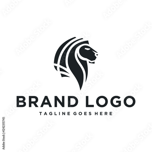 elegant black lion head logo