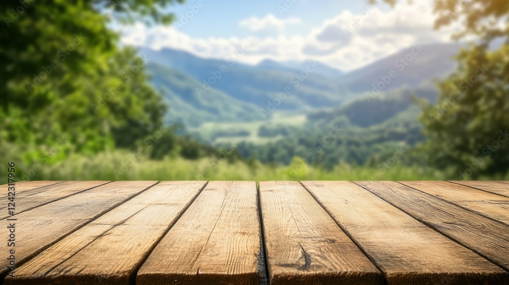 A rustic wooden table with an empty area in the middle for adding custom text. A rustic wooden table with an empty area in the middle for adding custom text.