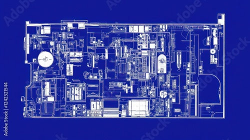 Blueprint of a Complex Industrial Facility: Detailed Architectural Plan.
