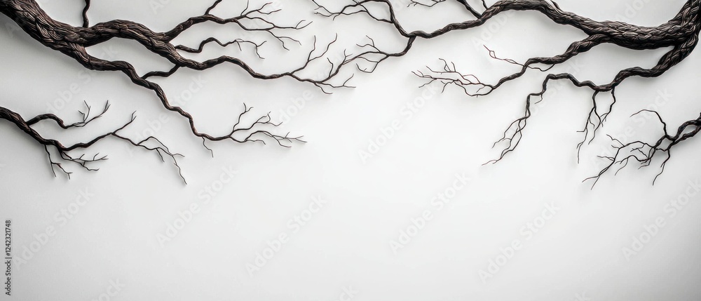 Fototapeta premium Elegant Dark Branches Wall Decor Minimalist Home Interior Design