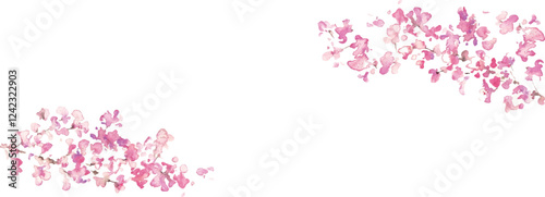 水彩画。水彩タッチのの春の桜ベクターイラスト。桜の満開背景フレーム。Watercolor painting. Spring cherry blossoms vector illustration with watercolor touch. Cherry blossoms in full bloom background frame.