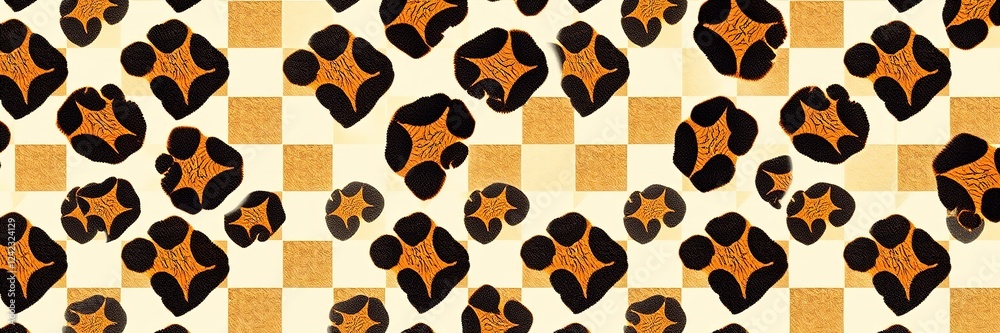 Fototapeta premium Leopard Print Interwoven with Checked Pattern