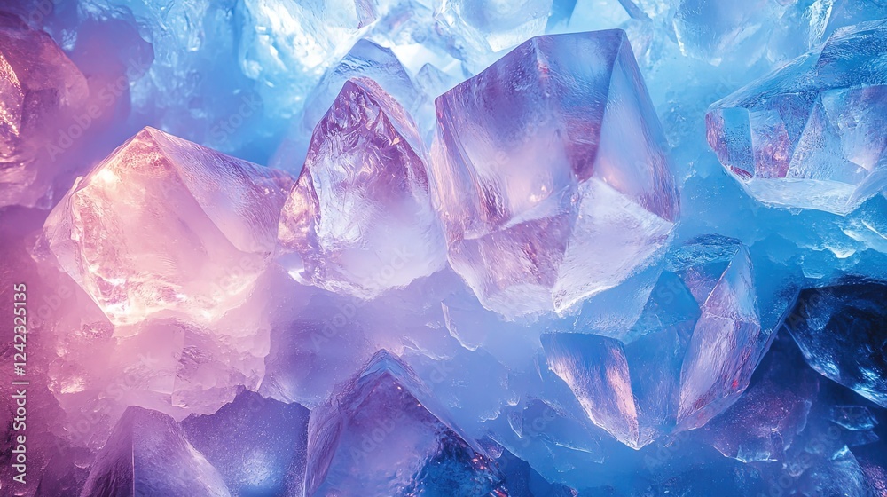 An abstract ice cave with crystalline walls and glowing blue ambient light An abstract ice cave with crystalline walls and glowing blue ambient light