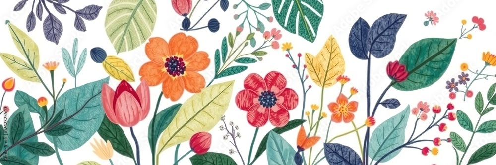 Fototapeta premium Organic Tapestry: Botanical Elements in Abstract Harmony