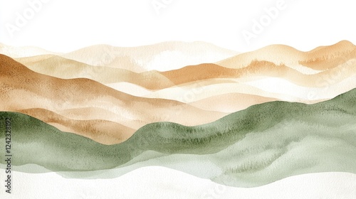 Wallpaper Mural Watercolor painting of abstract mountain layers in earthy tones creating a serene and natural landscape aesthetic Torontodigital.ca