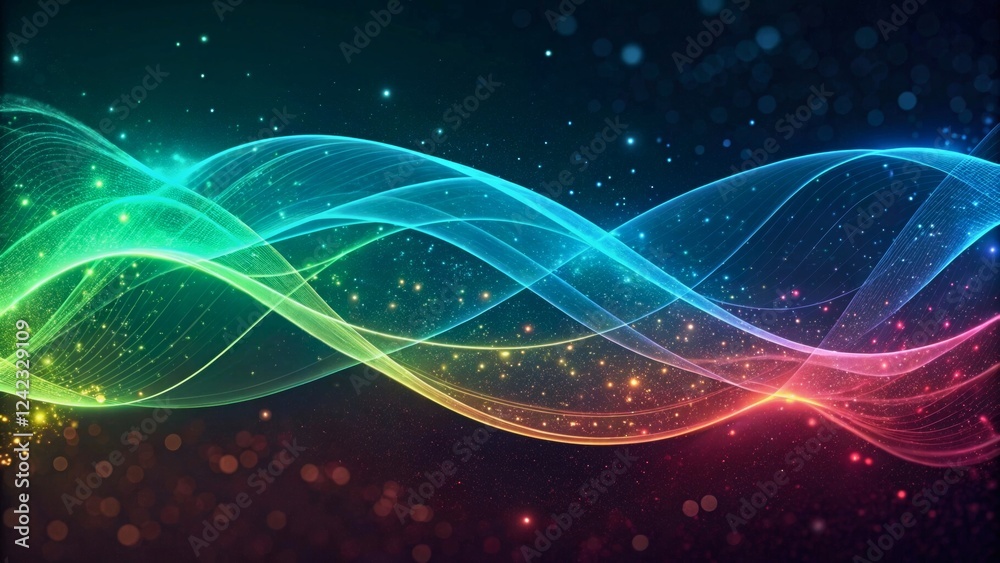 Obraz premium Colorful Abstract Waves with Light Effects on Dark Background for Background Designs