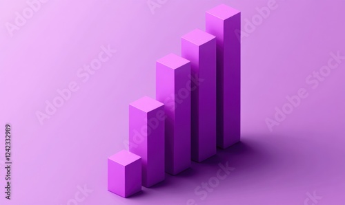 Free Download Ascending purple bars 3D chart showing growth. - GFXLoad