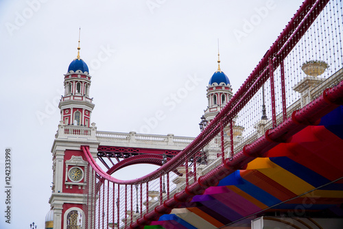 Fotografija Colourful bridge in village built for tourists and sightseers in Vietnam with it