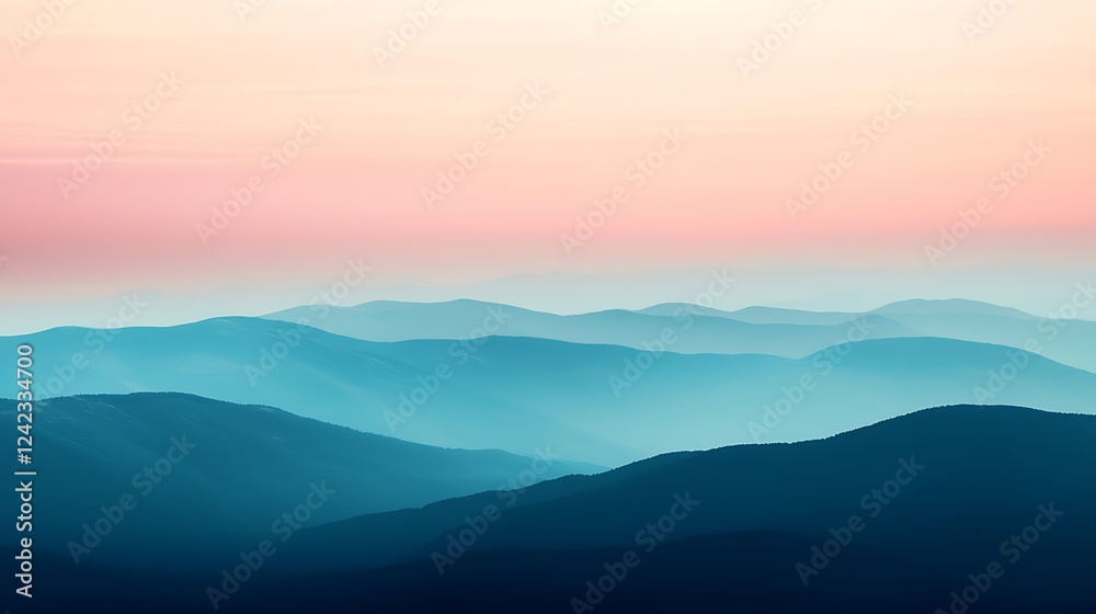 The mountains are blue and the sky is pink The mountains are blue and the sky is pink