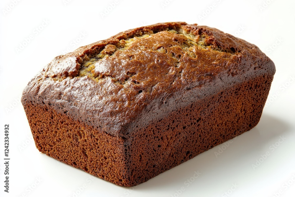 A freshly baked loaf of banana bread, isolated on a white background, showcasing its rustic texture, golden-brown crust, and moist interior. . A freshly baked loaf of banana bread, isolated on a white background, showcasing its rustic texture, golden-brown crust, and moist interior. .