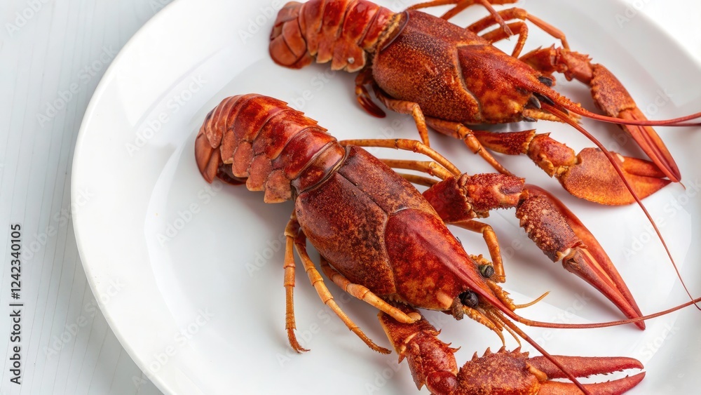 Long Exposure Top View of Crayfish on White Background - A Stunning Culinary Presentation of Fresh Seafood, Ideal for Food Photography, Cooking Blogs, and Restaurant Menus Long Exposure Top View of Crayfish on White Background - A Stunning Culinary Presentation of Fresh Seafood, Ideal for Food Photography, Cooking Blogs, and Restaurant Menus
