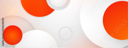 orange and white circular shapes in gradient geometric background ideal for modern design projects, advertising visuals, website headers
