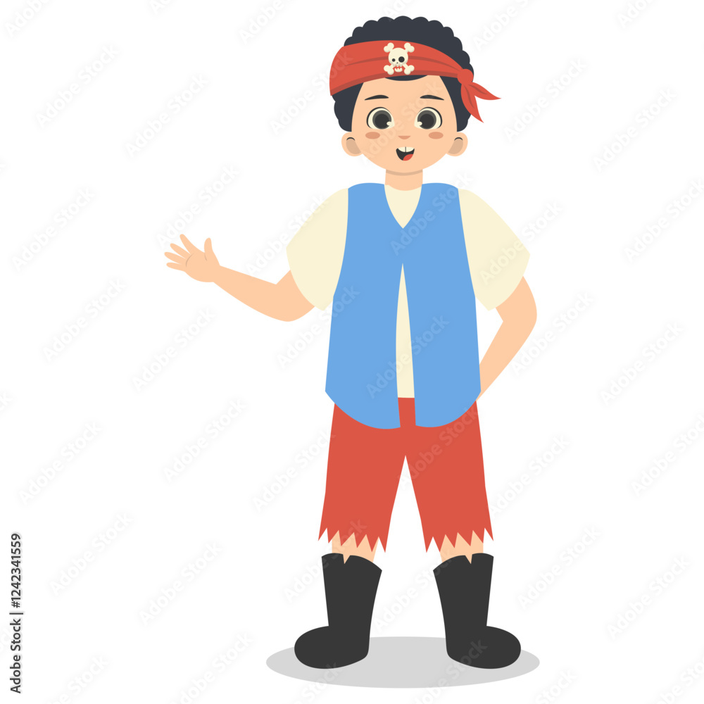 Kids Pirate Illustration with Cartoon Design. Isolated Vector Character. Kids Pirate Illustration with Cartoon Design. Isolated Vector Character.