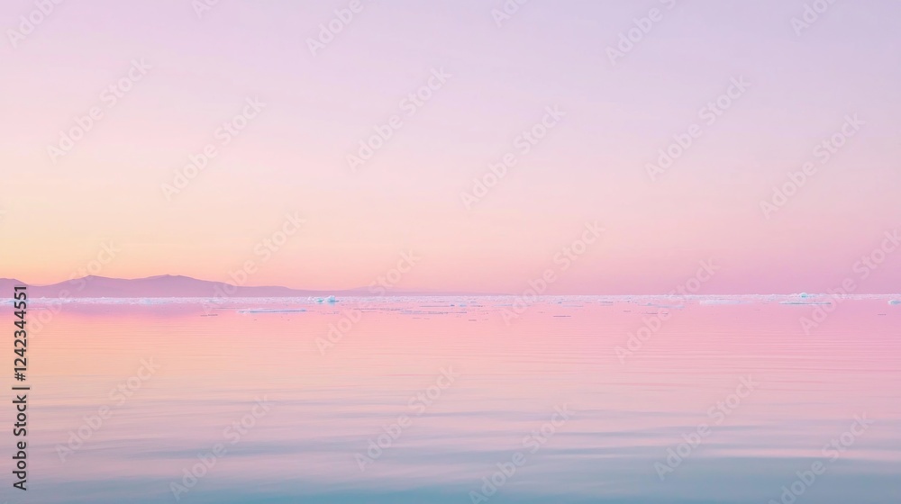 Fototapeta premium Serene Pink and Blue Pastel Hues in the Sky at Dusk
