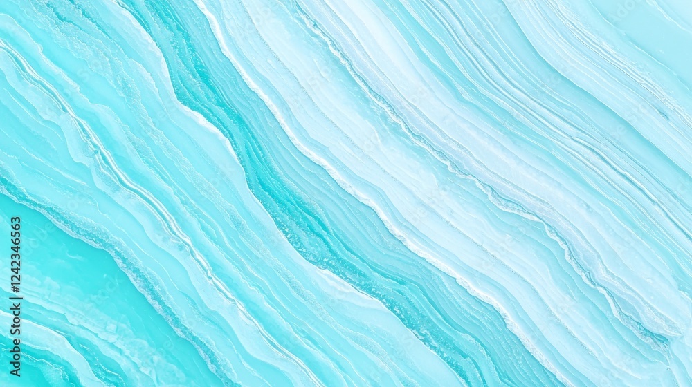 Broad Overhead View of Flowing Aqua and White Abstract Patterns