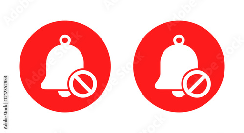 No bell prohibition icon on red circle. Notification forbidden sign symbol