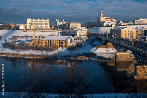 A panoramic view on Grodno city in winter