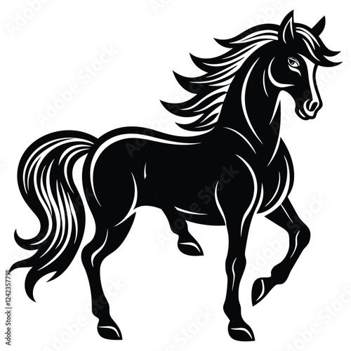 Elegant Black Horse Silhouette Design for Graphic Use photo