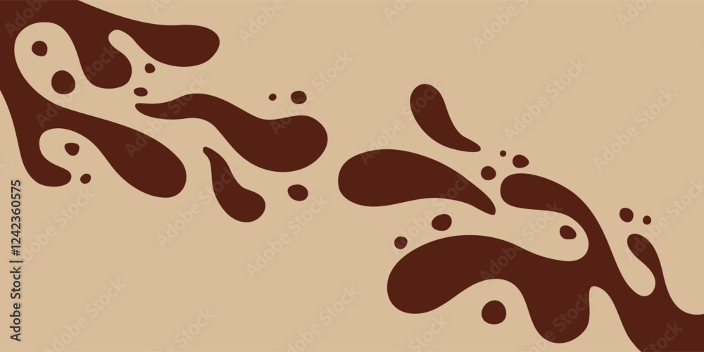 Coffee or chocolate liquid texture. Cocoa splash vector background. Abstract liquid brown waves illustration.