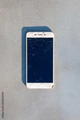 A mobile phone on a gray background