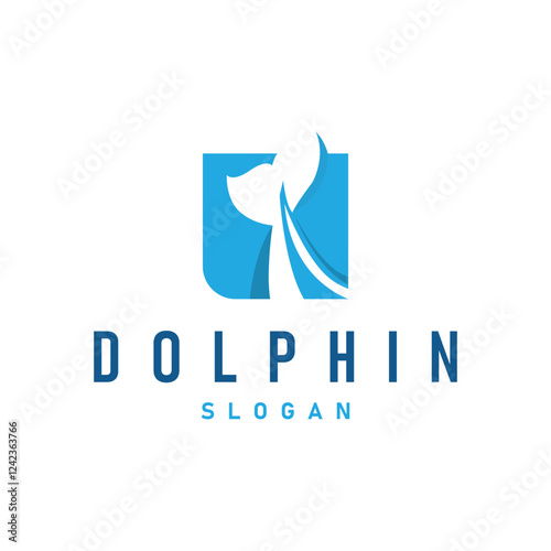 simple design open sea animal dolphin logo with simple sea dolphin concept illustration template
