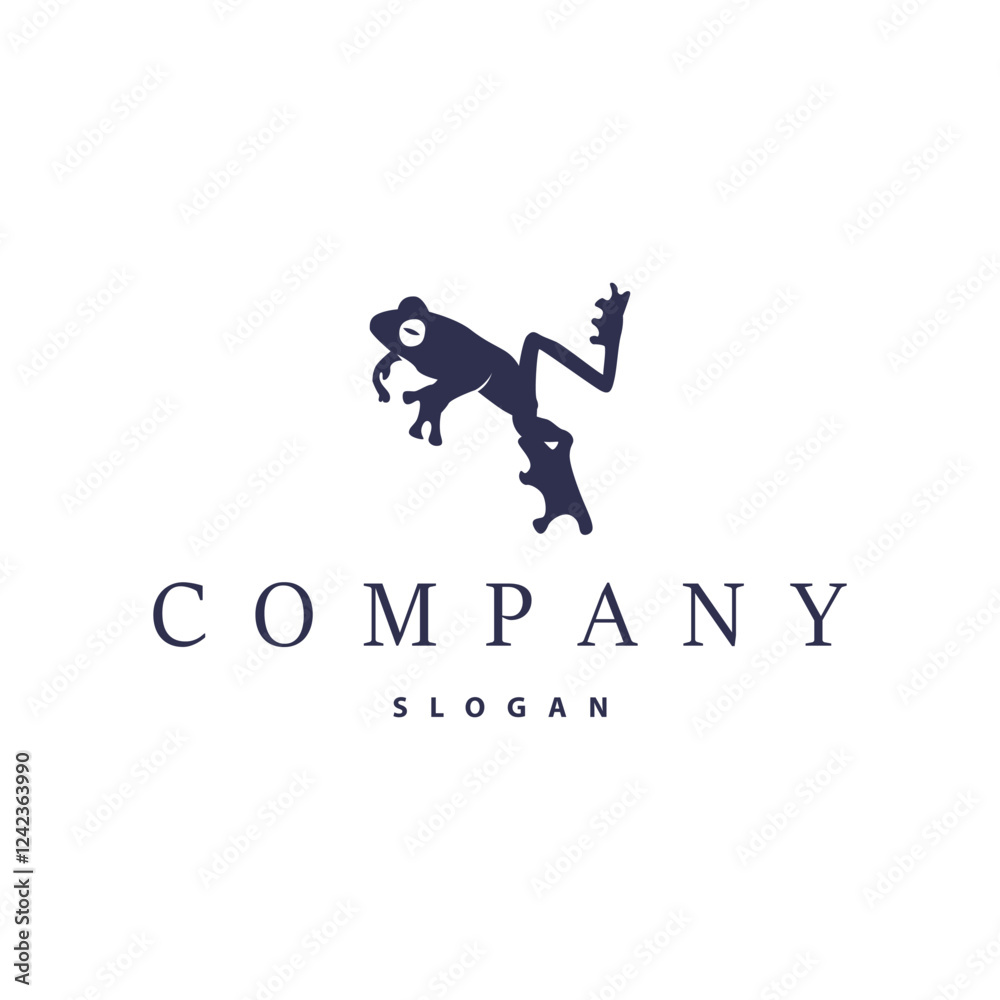 simple amphibian animal frog logo design with black silhouette concept wild animal template illustration simple amphibian animal frog logo design with black silhouette concept wild animal template illustration