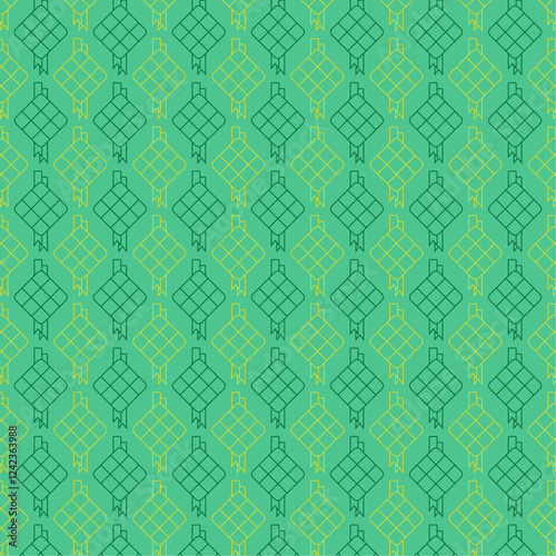 Seamless pattern ketupat line icon. Ramadan kareem. Abstract ramadan background.