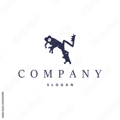simple amphibian animal frog logo design with black silhouette concept wild animal template illustration