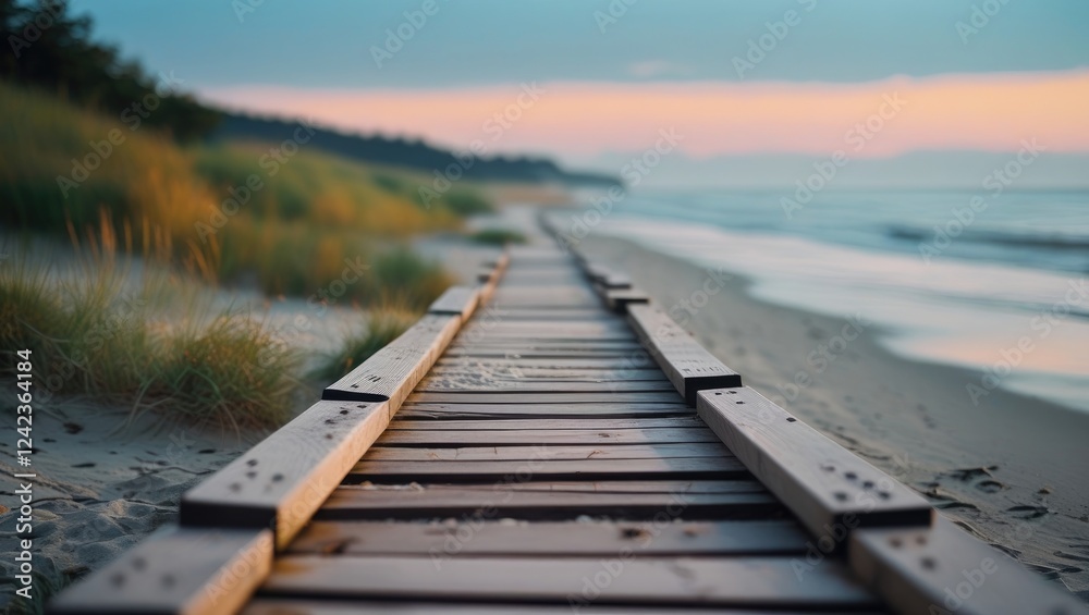 Obraz premium Wooden pathway to the beach