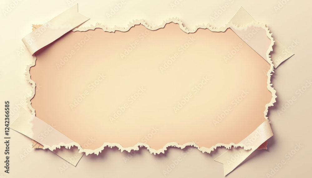Obraz premium Torn Paper Frame on Brown Background