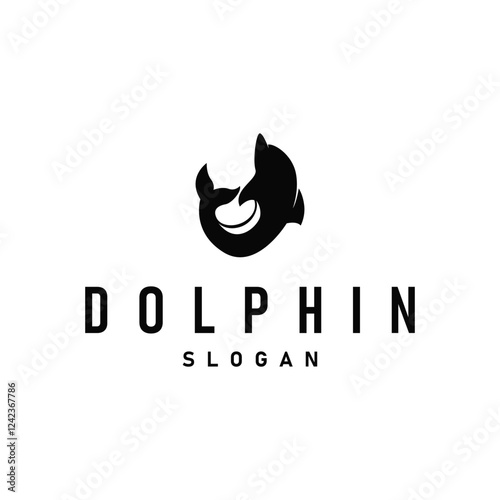 simple design open sea animal dolphin logo with simple sea dolphin concept illustration template