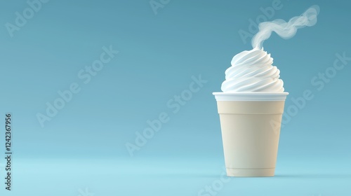 A fresh glass of milk with whipcream on a clean background emphasizing health and beauty photo